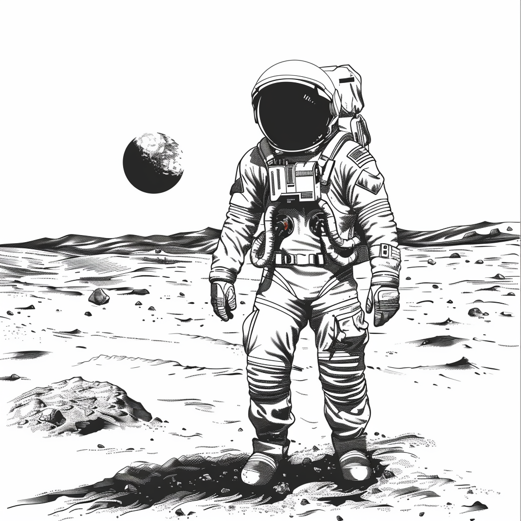 Astronaut on Mars Drawing