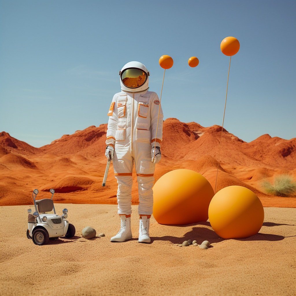 Astronaut playing golf on Mars