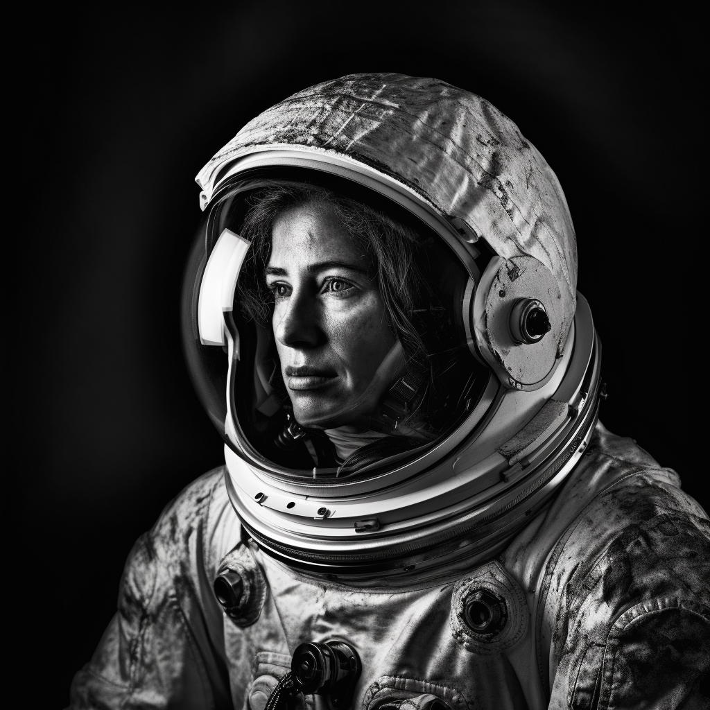 Astronaut portrait black white seamless