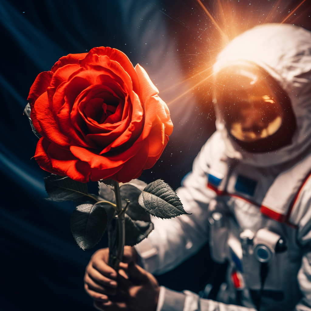 Astronaut with Red Giant Peony under Turkish Flag