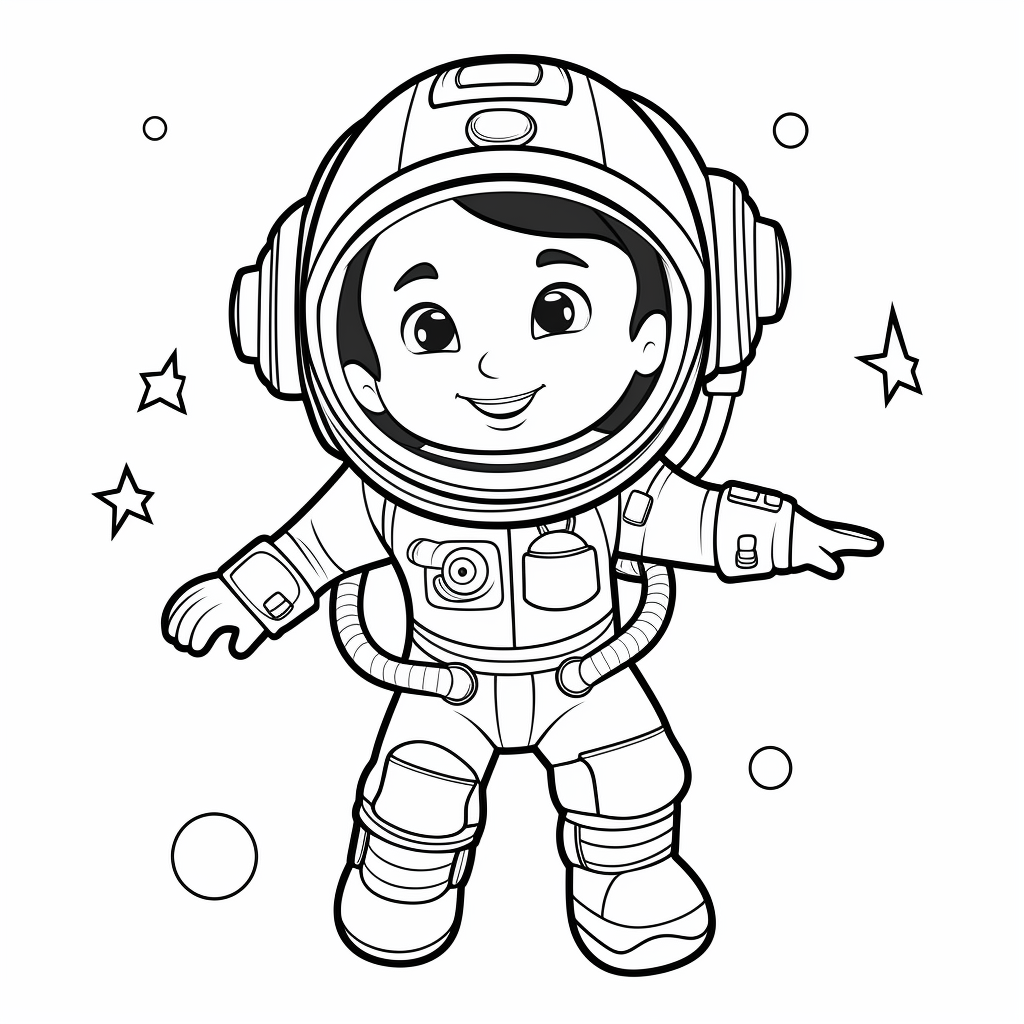 Astronaut rocket coloring sheet