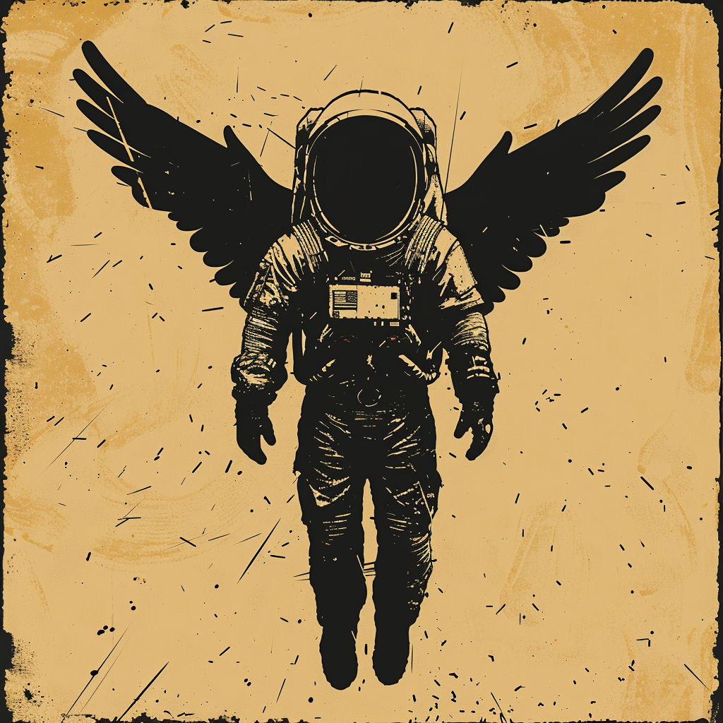 Astronaut with wings silhouette art