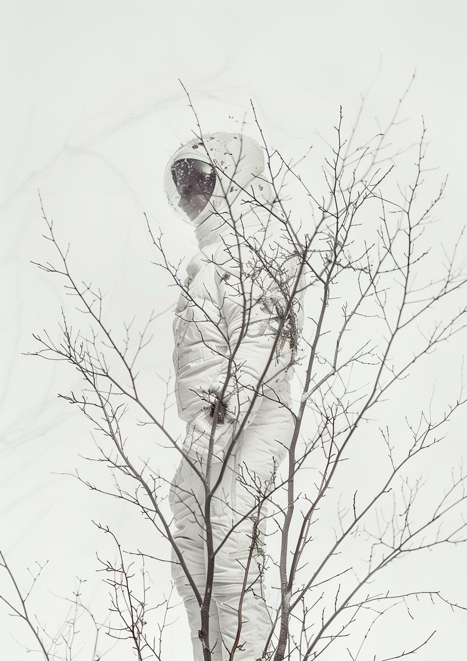 Astronaut in Winter Snow Portrait