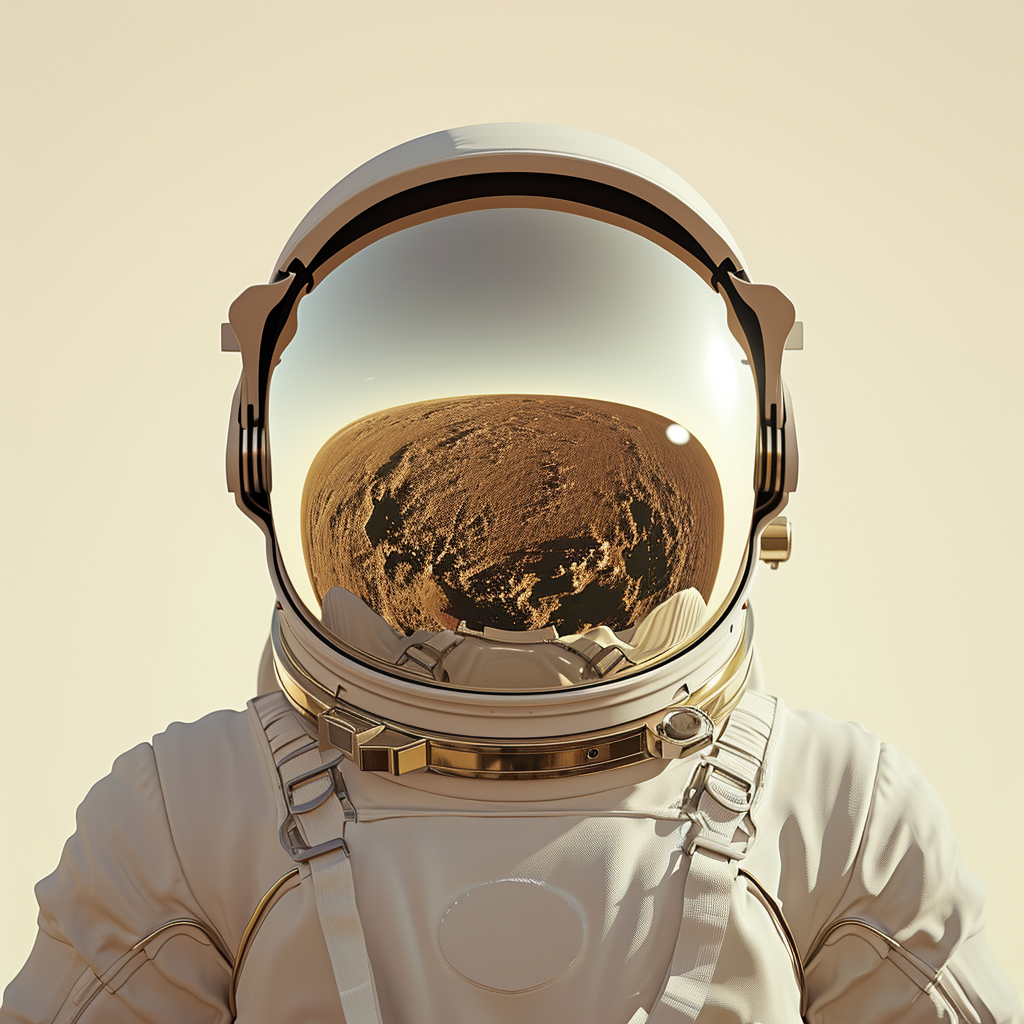 Astronaut Helmet Reflection Desert