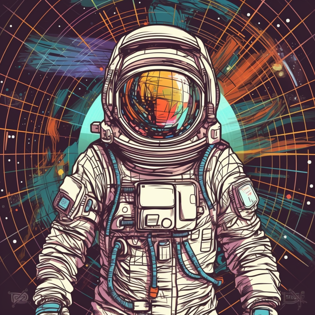 Astronaut in Space Station with Comic Style