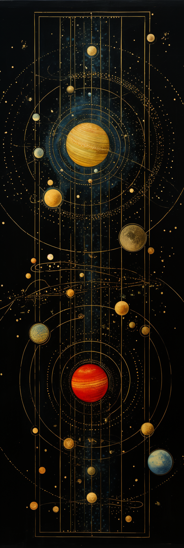 Old-timey Astronomy Diagram of Solar System