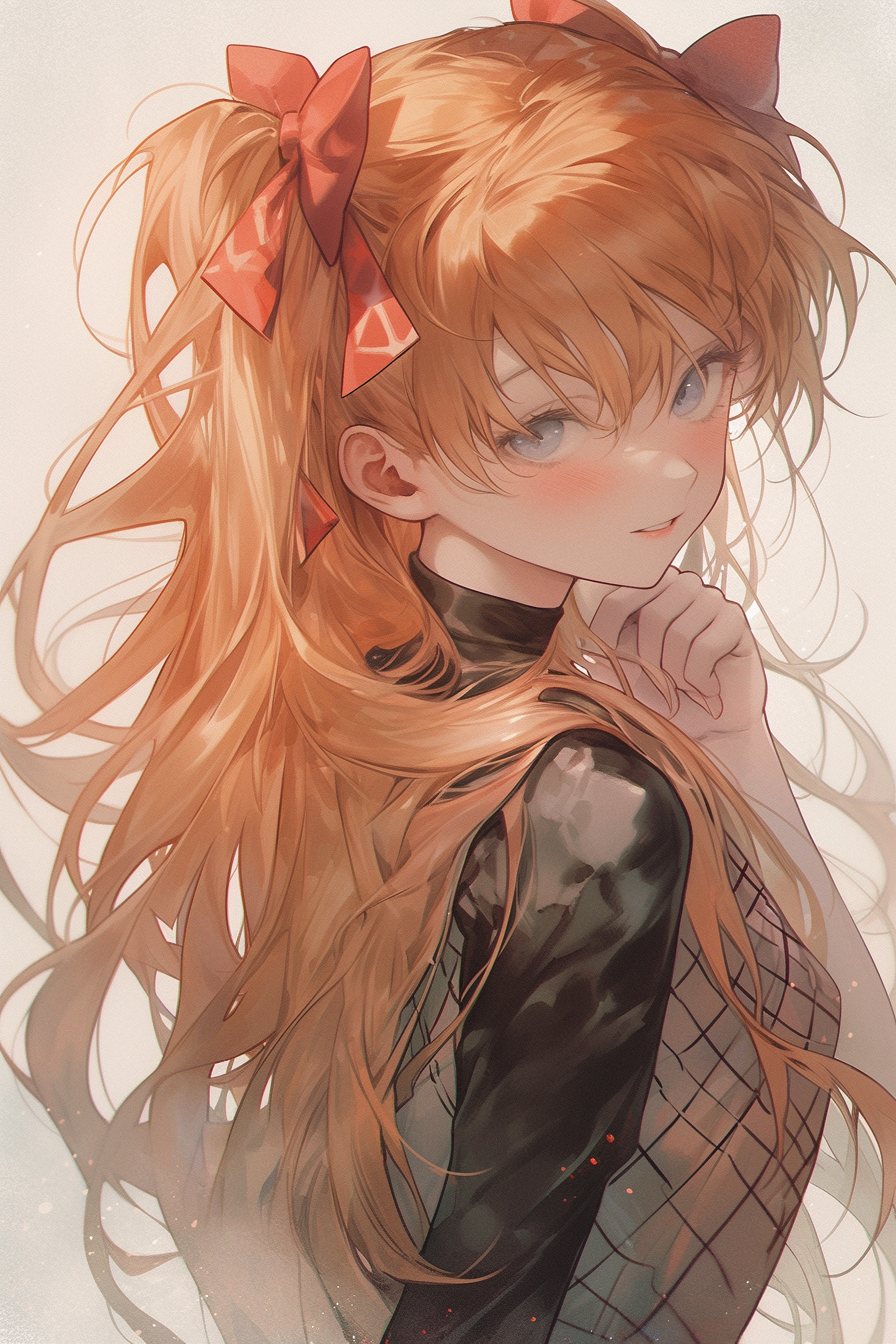 Faded pastel illustration of Asuka Langley Soryu