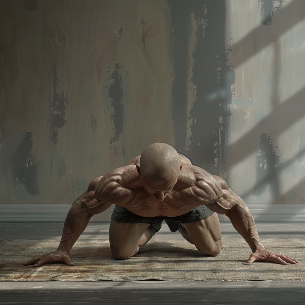 Athlete doing push-up exercise