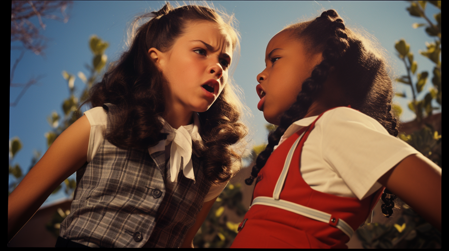 Athletic sisters fighting in backyard