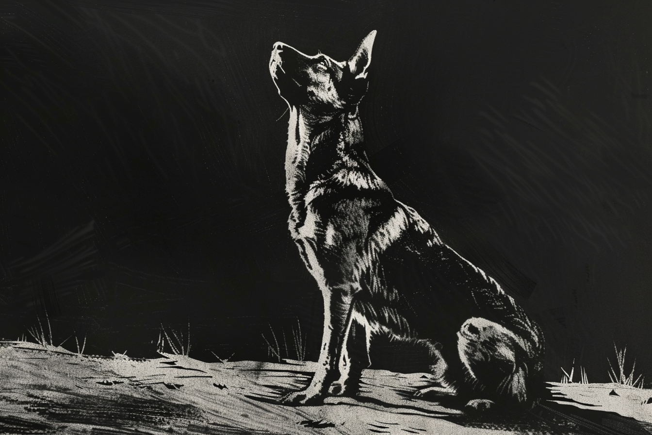 Tan German Shepherd Dog Woodcut