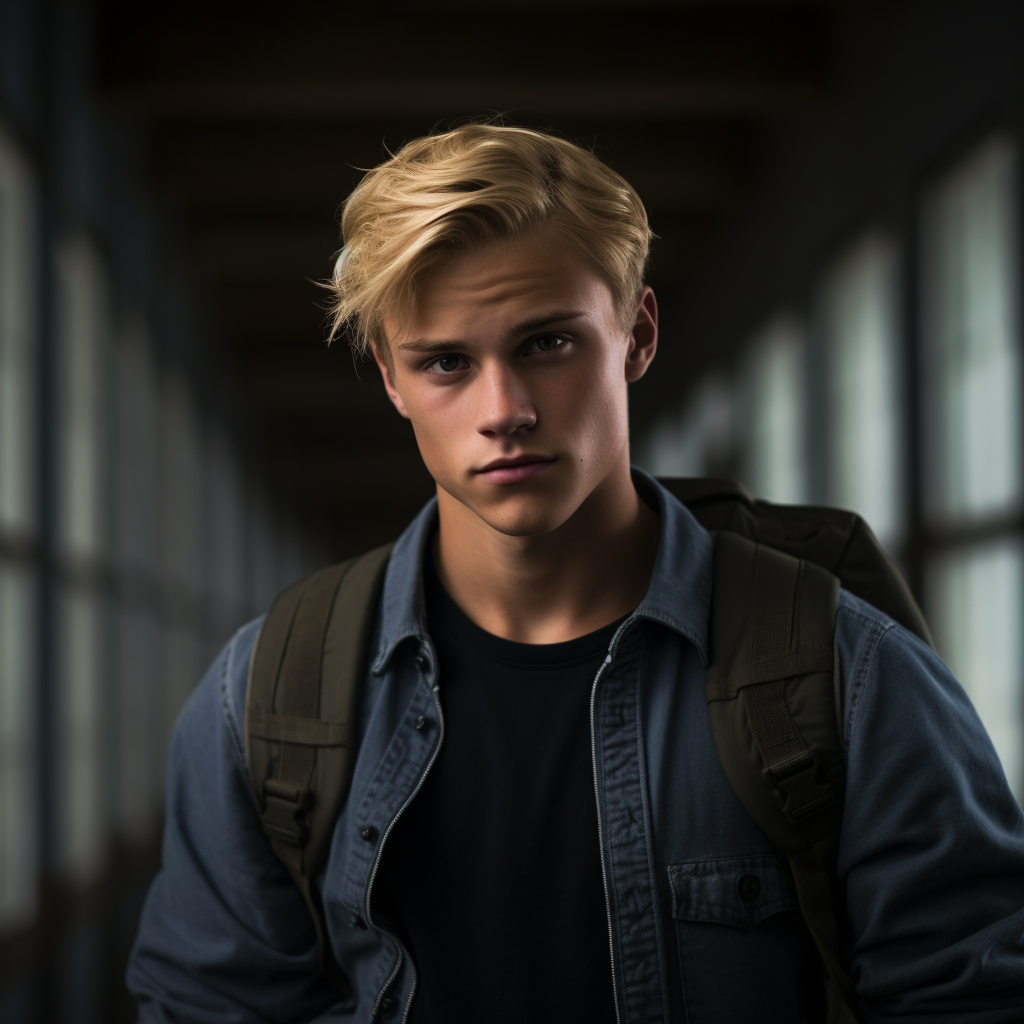 Handsome blonde-haired high school athlete