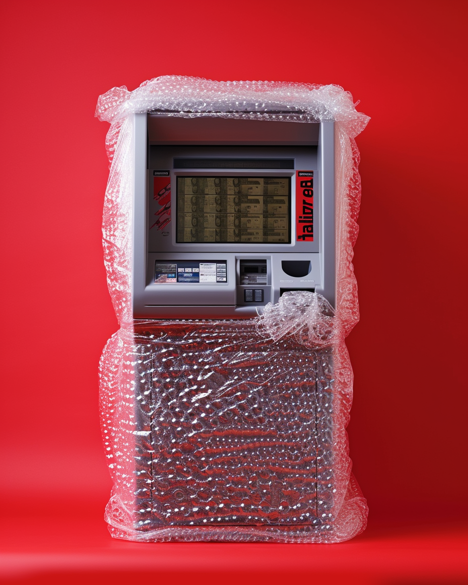 Secure ATM Machine Wrapped in Bubble Wrap