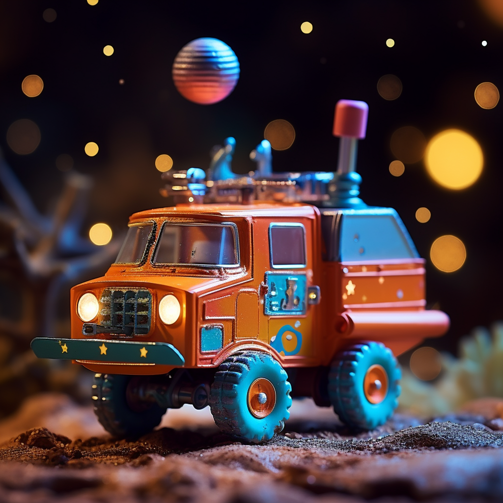 Closeup of Atomic Age Robot Moon Truck