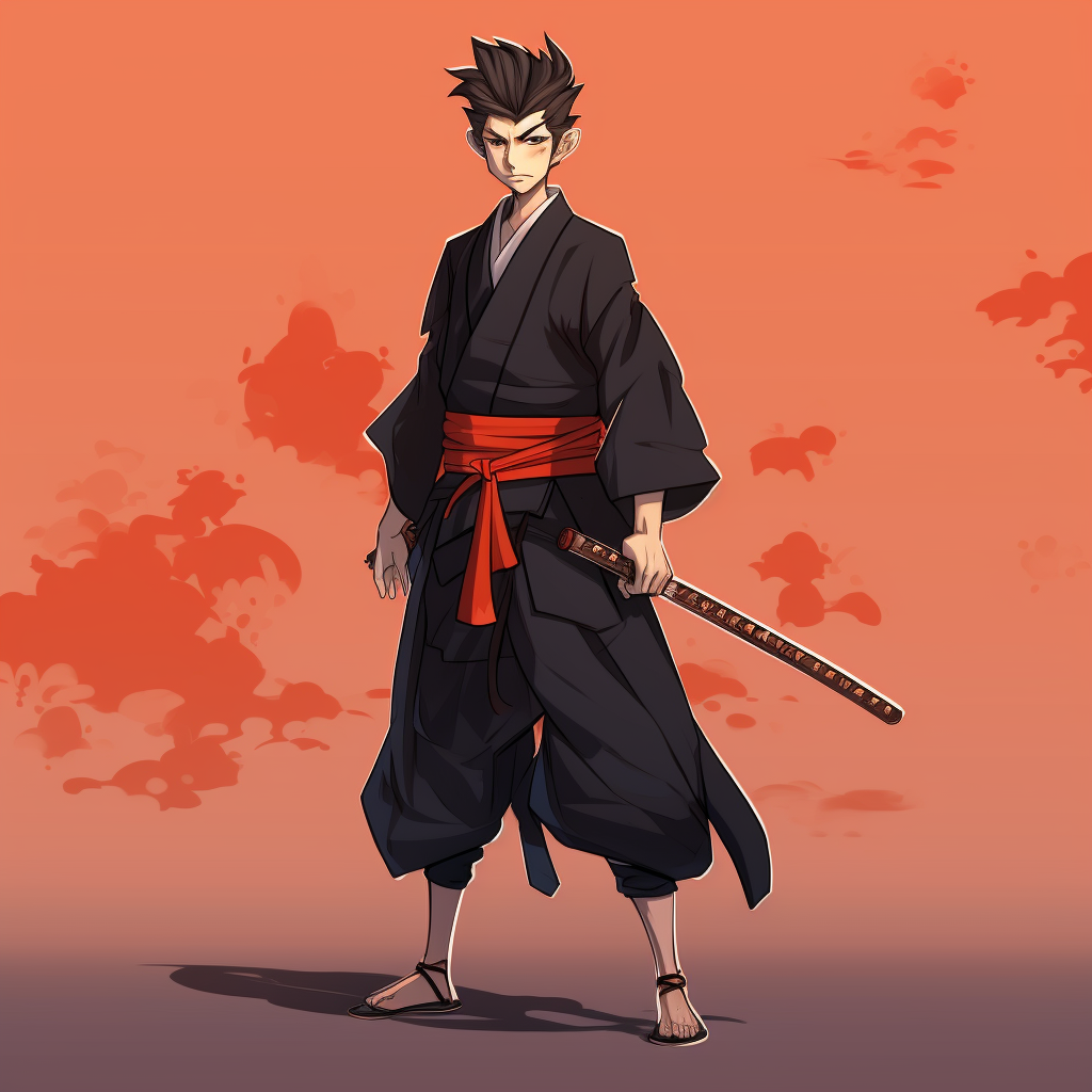 Atsumu as a powerful samurai with katana