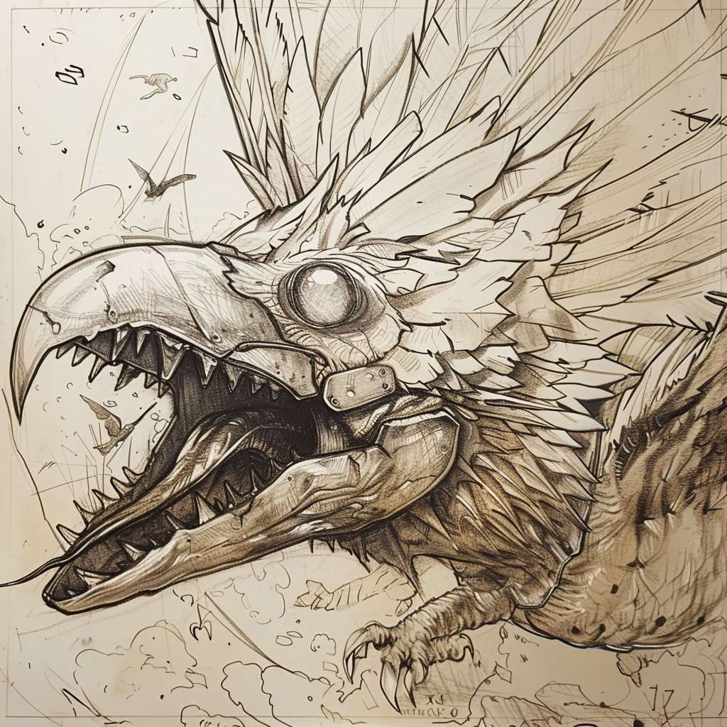 Bird with Beetle Wings and Teeth