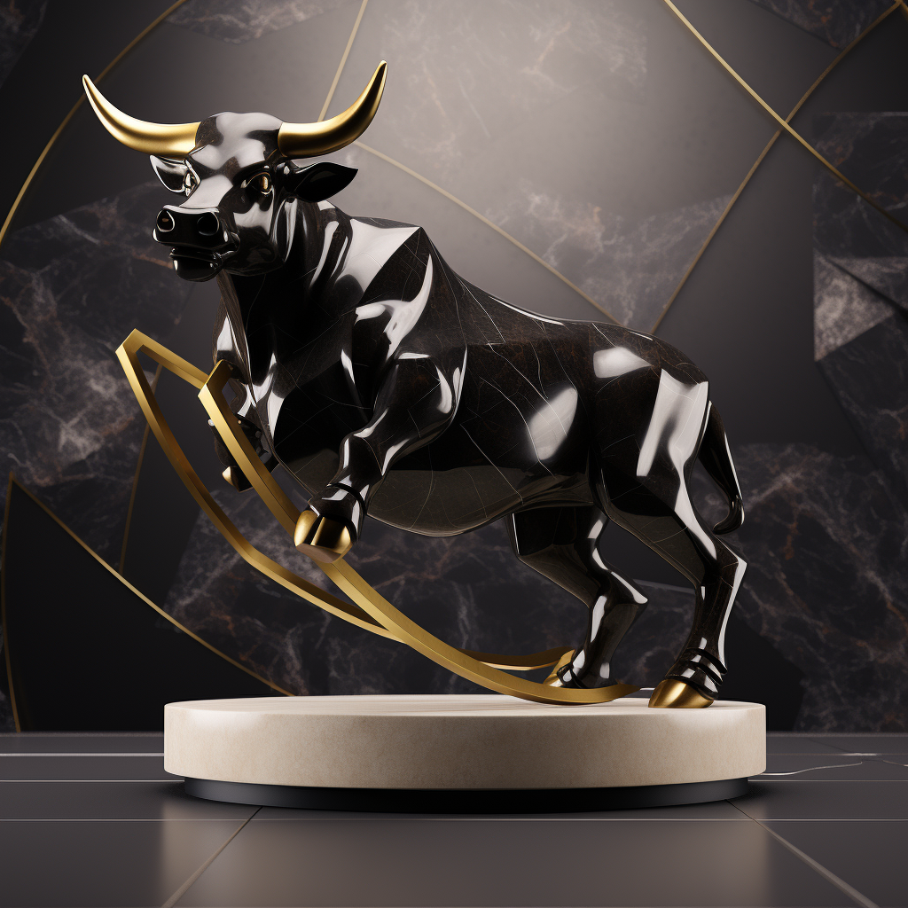 Minimalist Bull Sculpture with Gold Lines