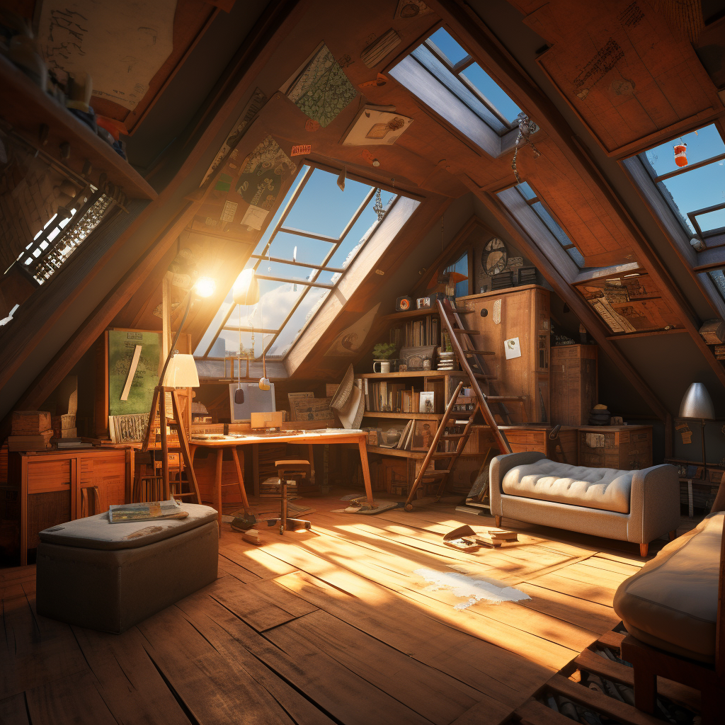 Attic space floating in space