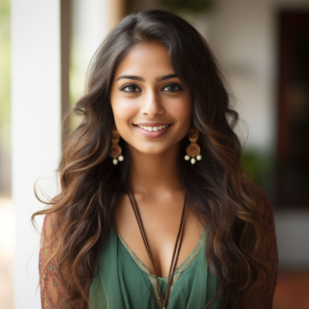 Smiling Indian woman for dating profile