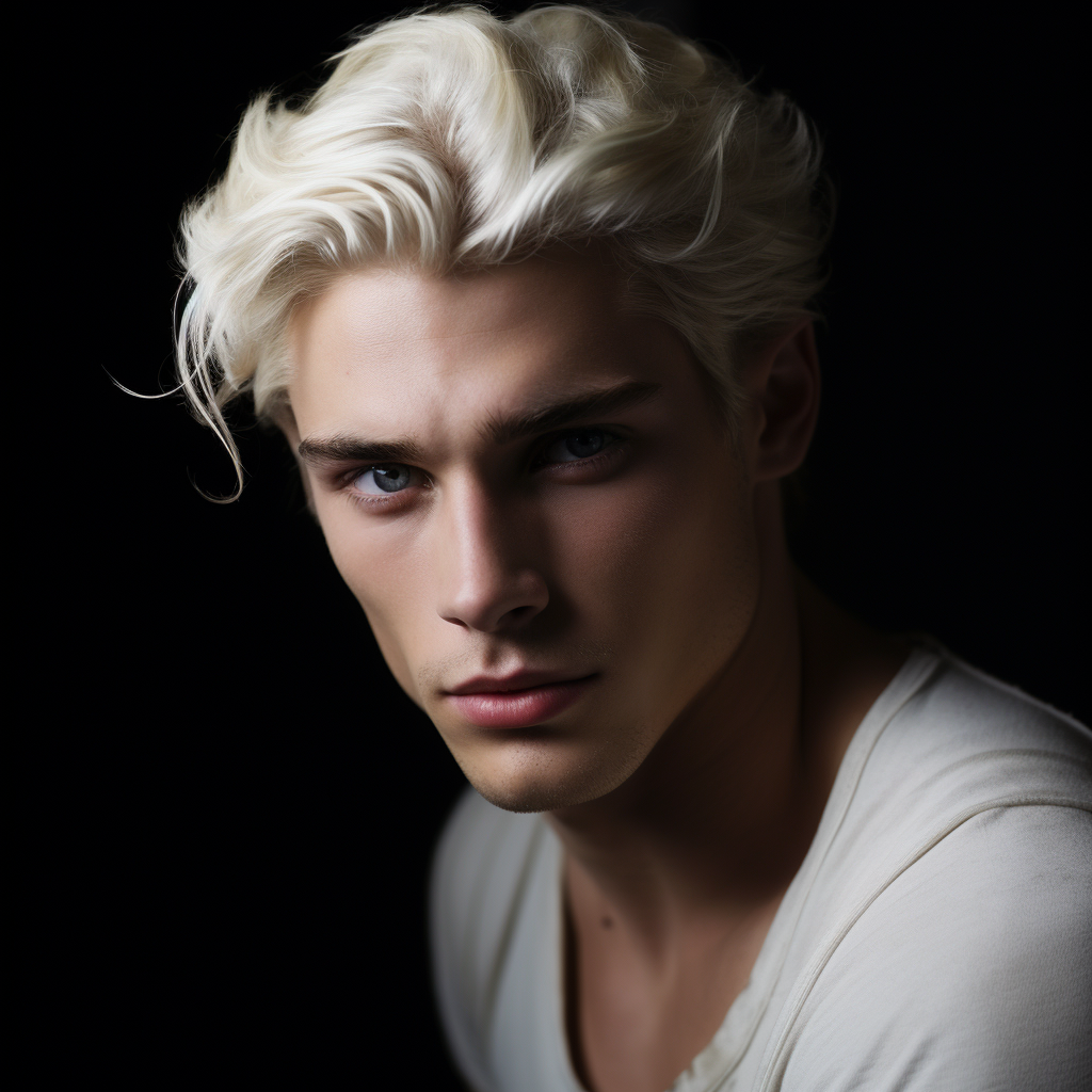 Attractive man with white skin and blond hair