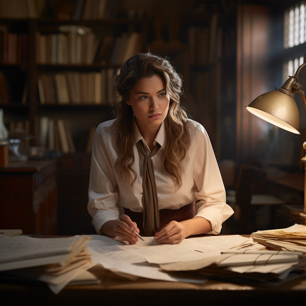 Attractive woman working at desk