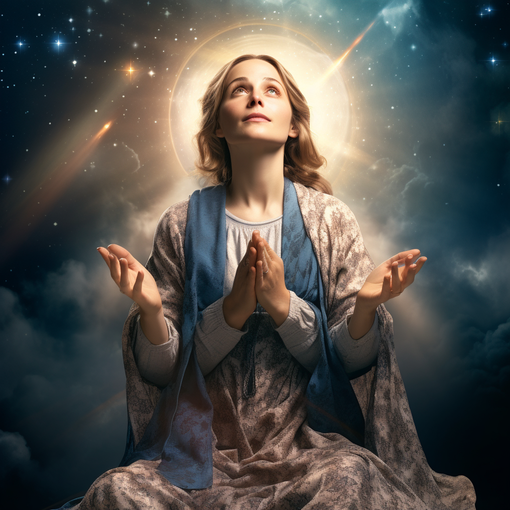 Beautiful Woman in Jesus Christ Pose