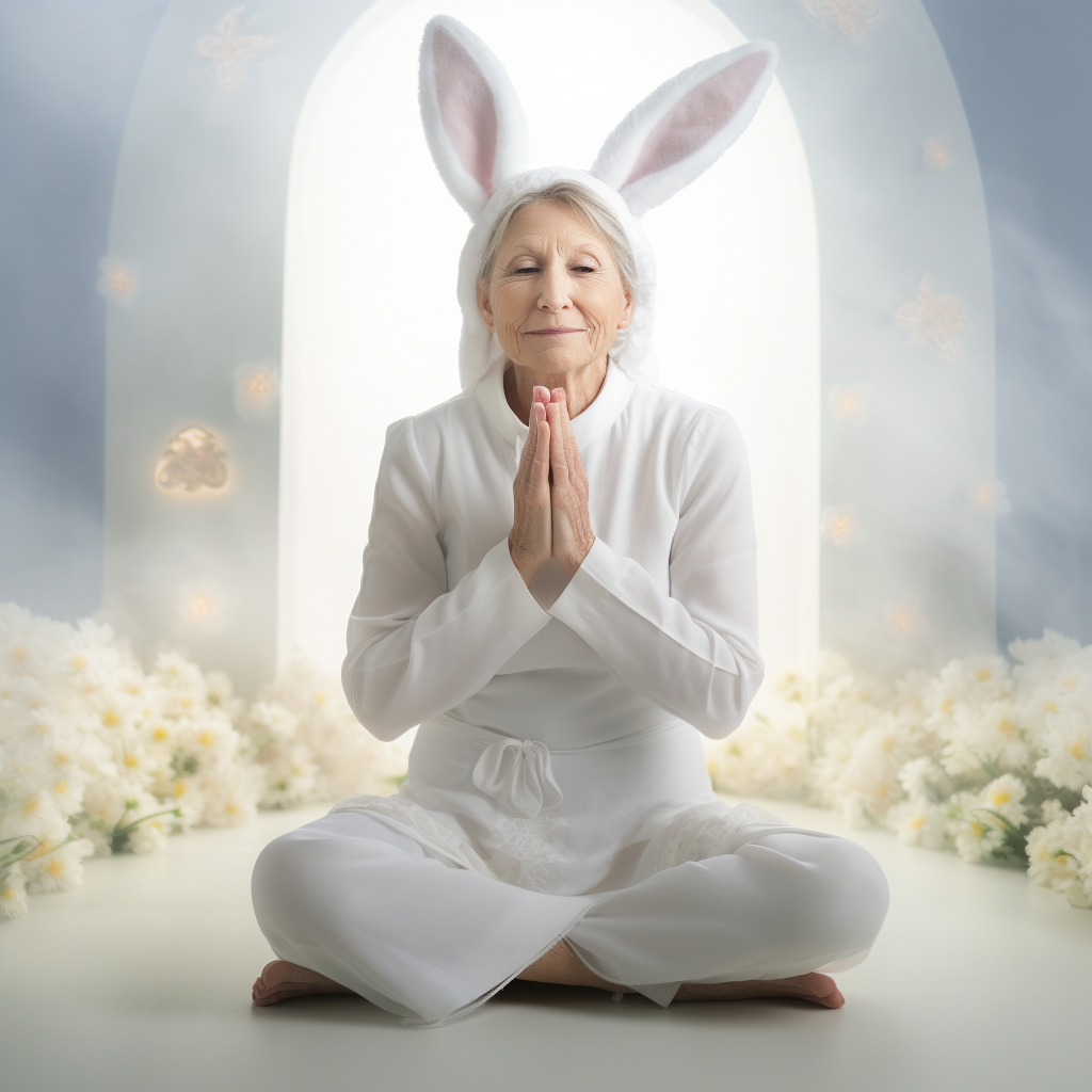 Attractive mature lady in bunny costume