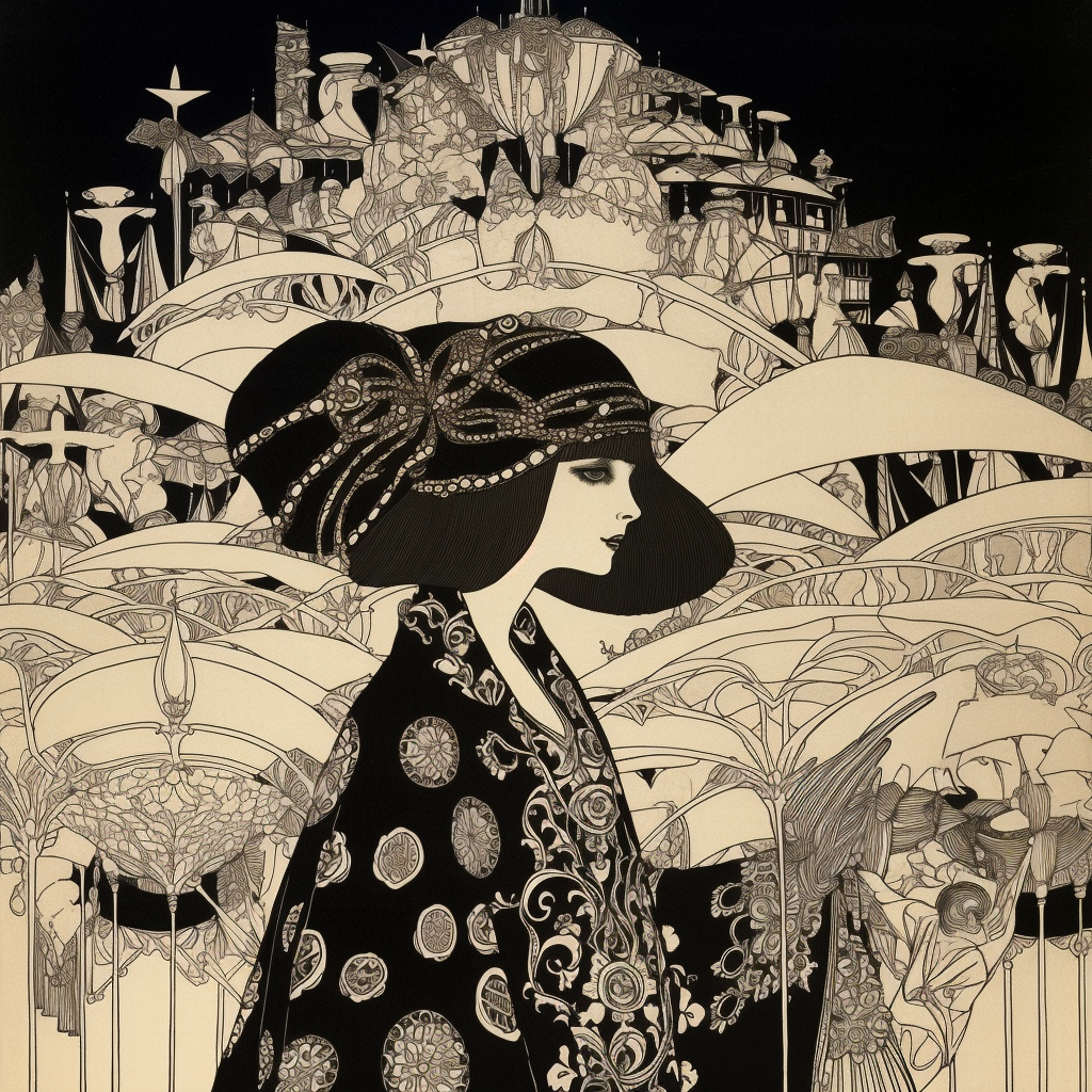 Woman at a Masked Ball Illustration