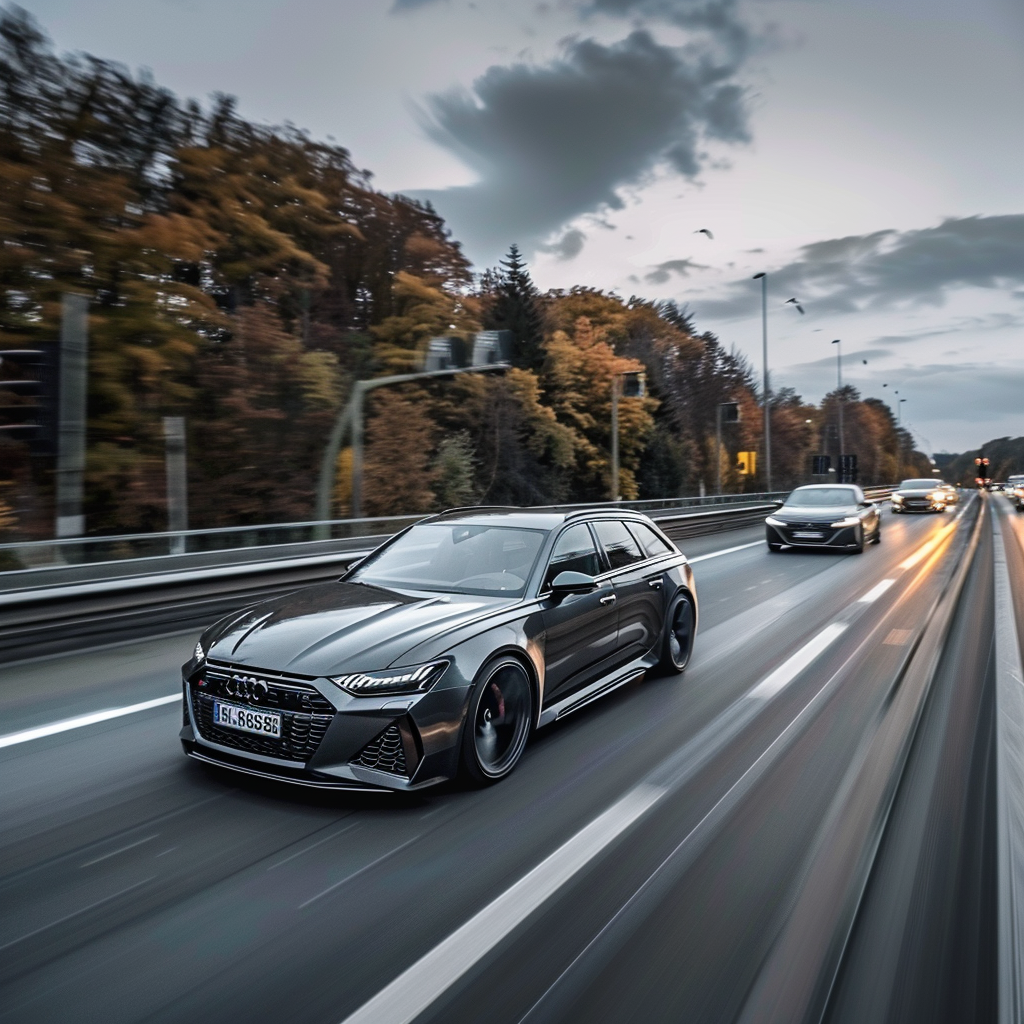 Audi RS6 speeding on Autobahn