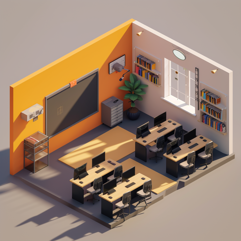 Classroom Audiovisual Elements Isometric Render