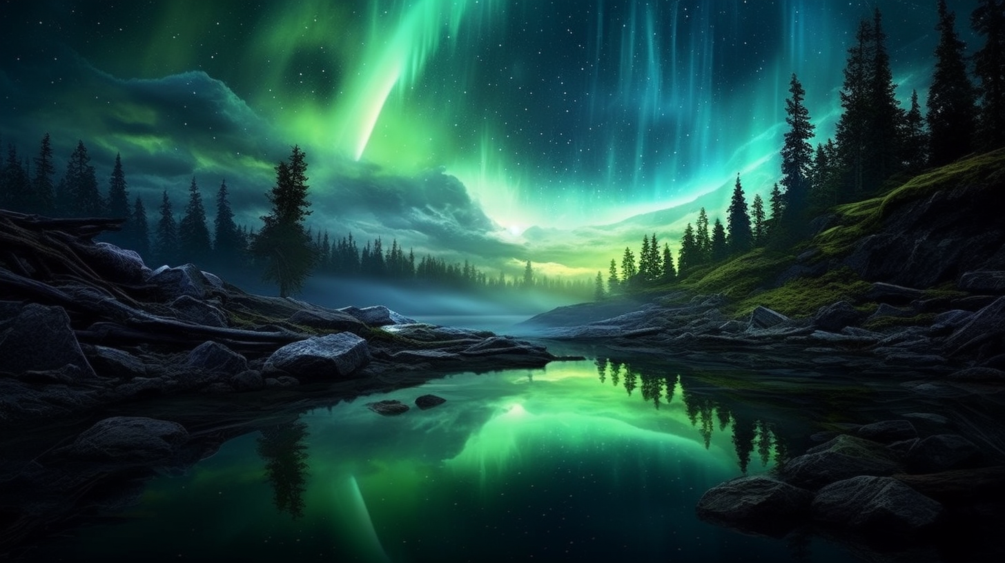 Stunning Aurora Borealis reflecting in the sky