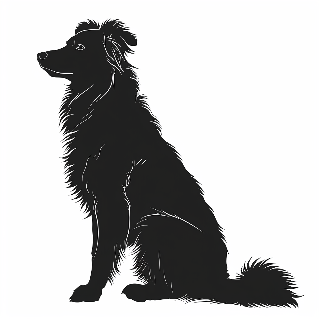 Fluffy Australian Shepherd dog silhouette without tail