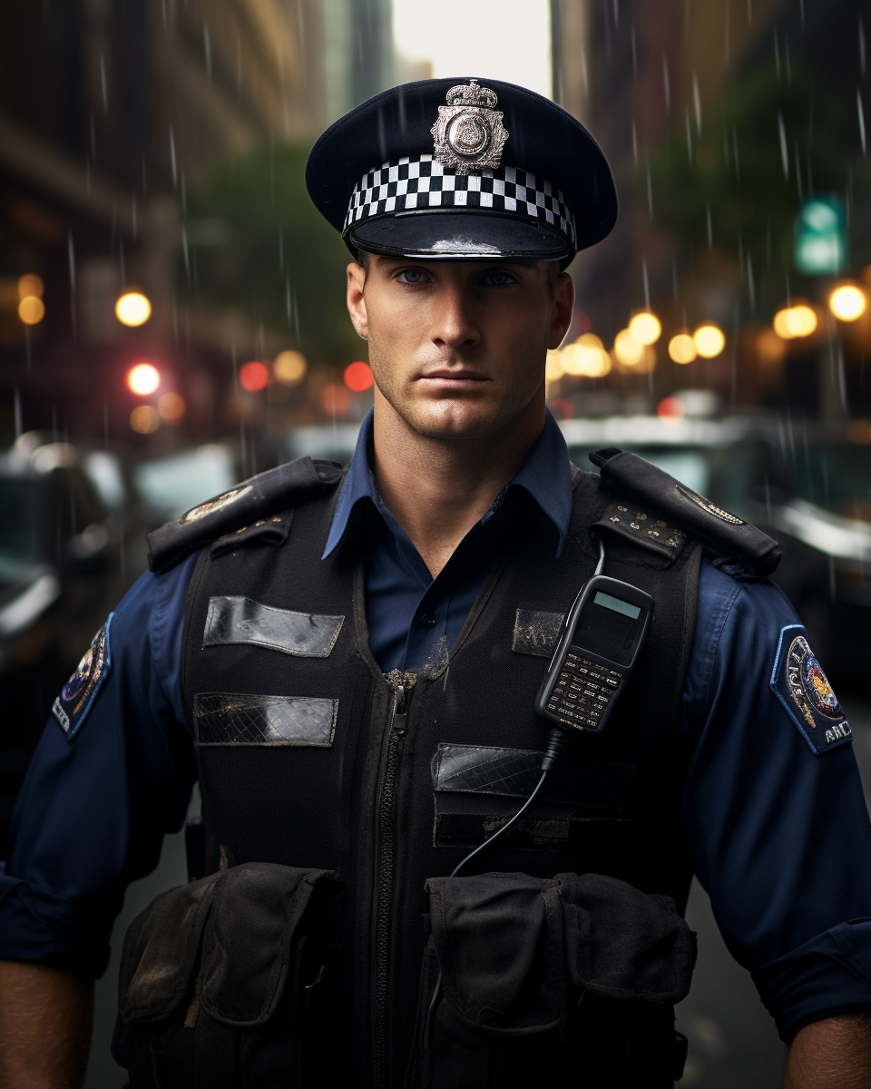 Close-up of Australia police officer