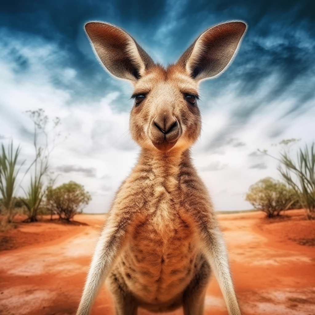 Poster Welcome Australia Map Kangaroo