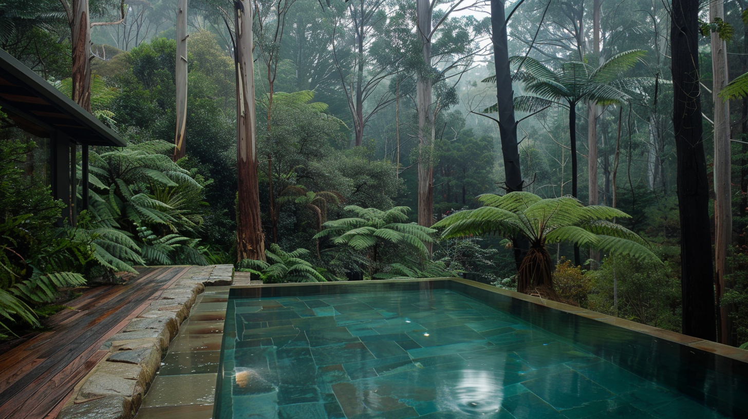 Australian forest tree fern swimming pool