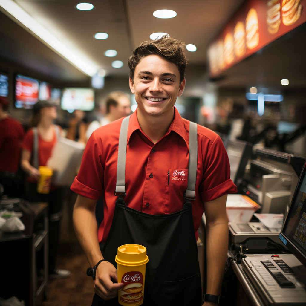 Friendly Australian Gen Z Drive-Through Worker