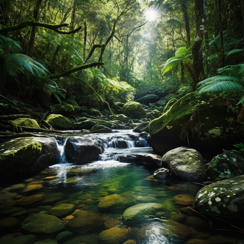 Beautiful waterfalls in Australian rainforest