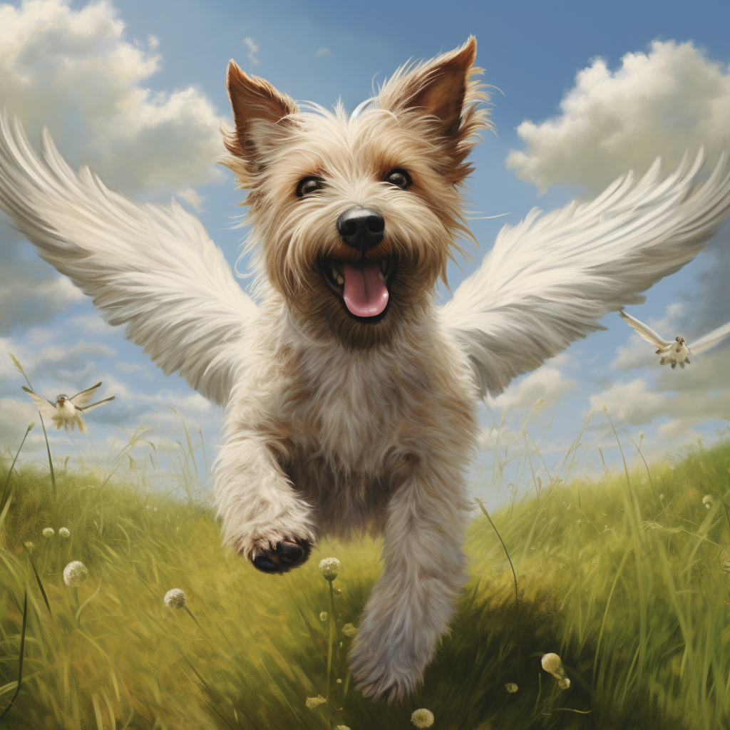 Happy Australian Terrier with Angel Wings