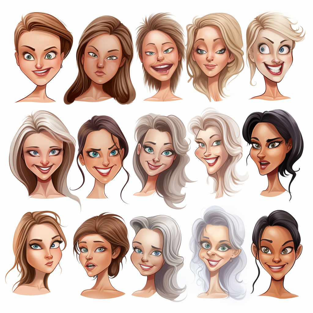 Australian women's faces cartoon clipart art