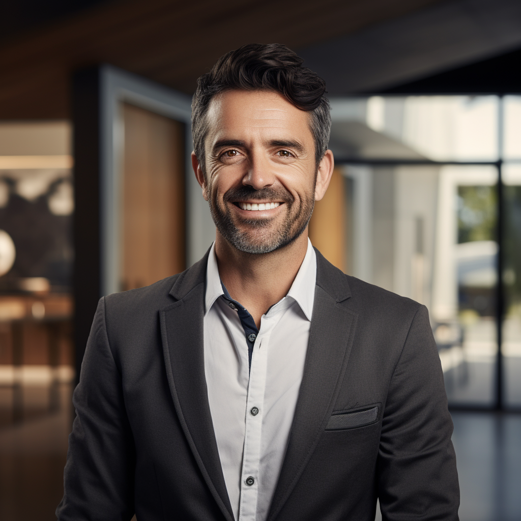 Australian Architect Smiling in Office