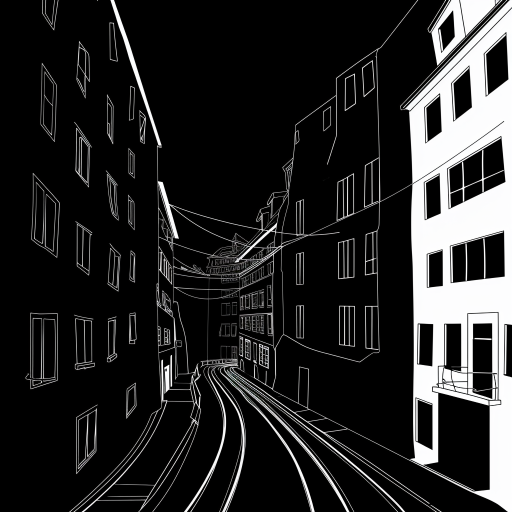 Austrian city lines on black background