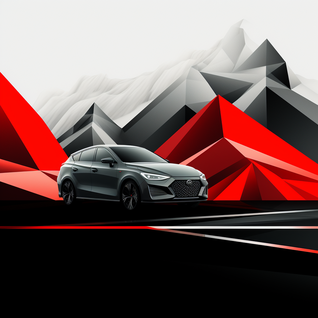 Automotive hero image with geometric mountain pattern