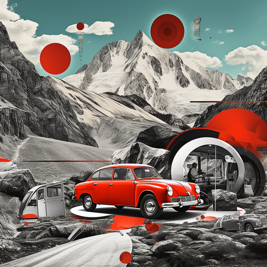 Stunning automotive artwork with mountains