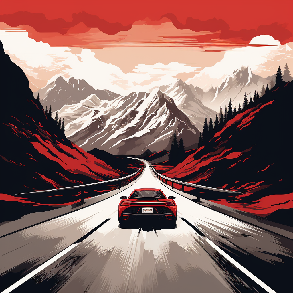 Artwork featuring mountains for automotive website