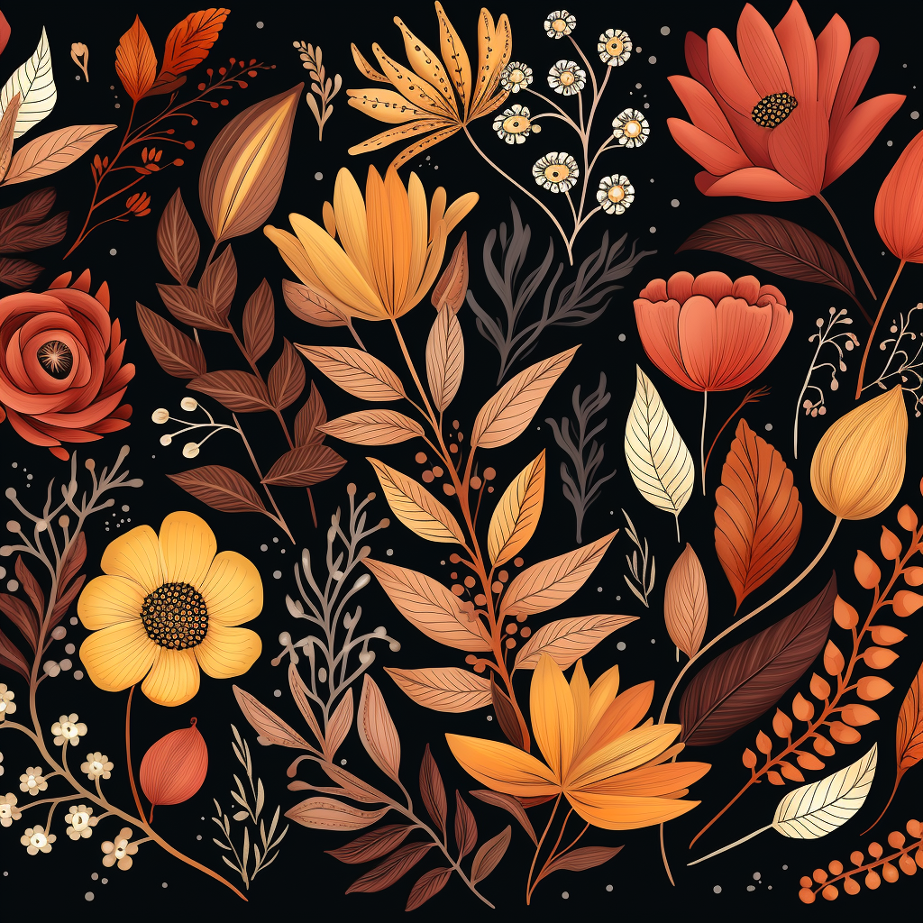 Beautiful autumn boho floral pattern