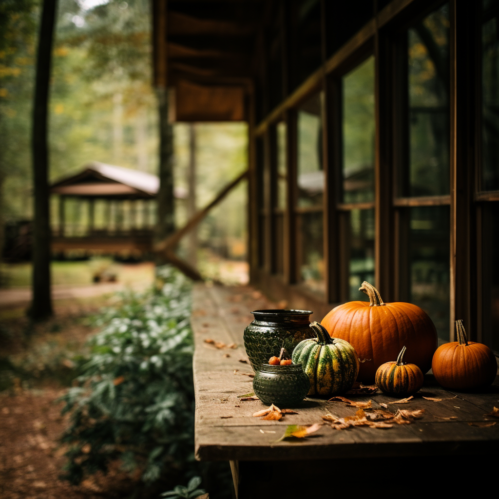 Up-close pumpkins in vintage luxury home