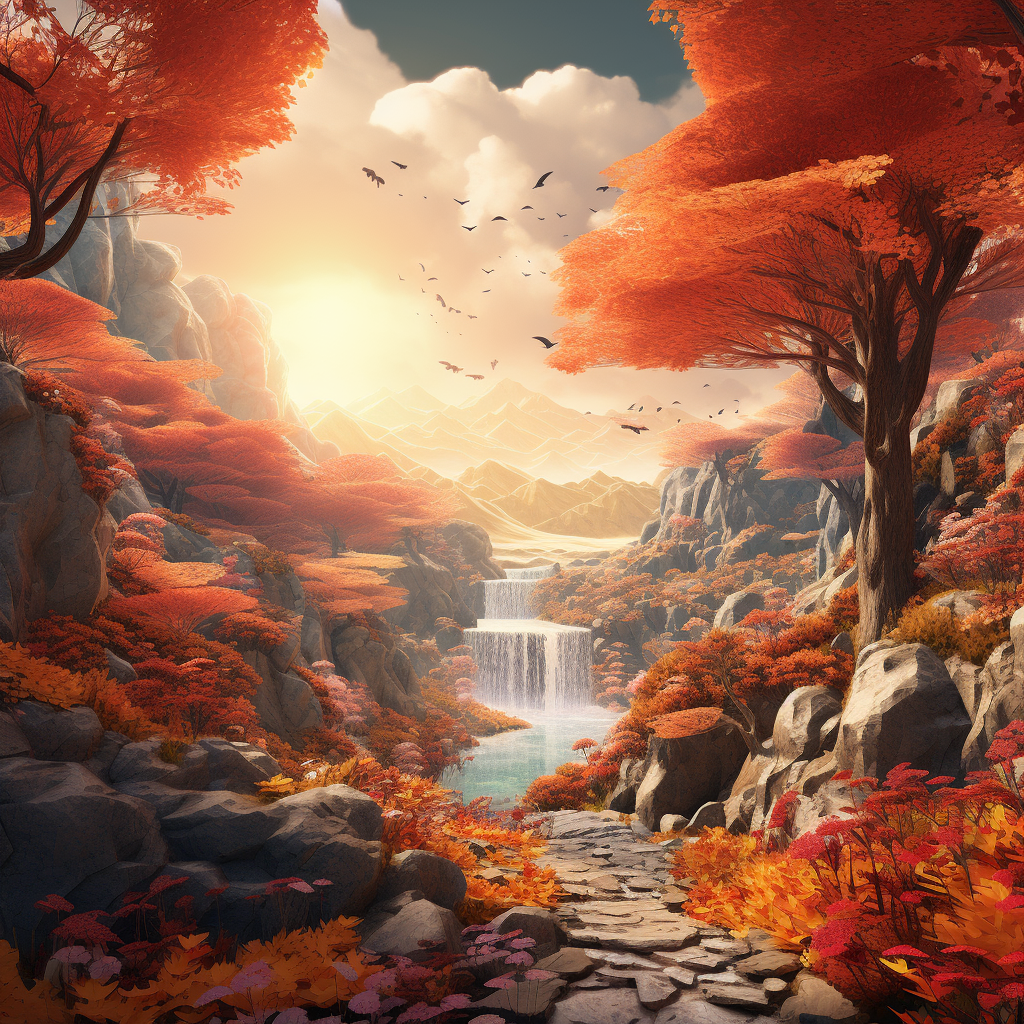 Beautiful autumn fairytale scene