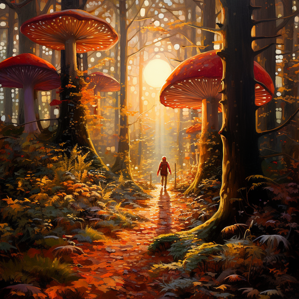 Wanderer in the Tranquil Mushroom Realm