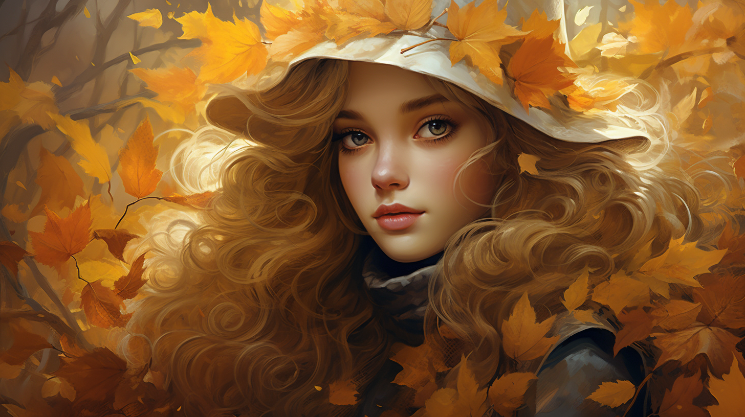 Beautiful autumn girl with vibrant colors