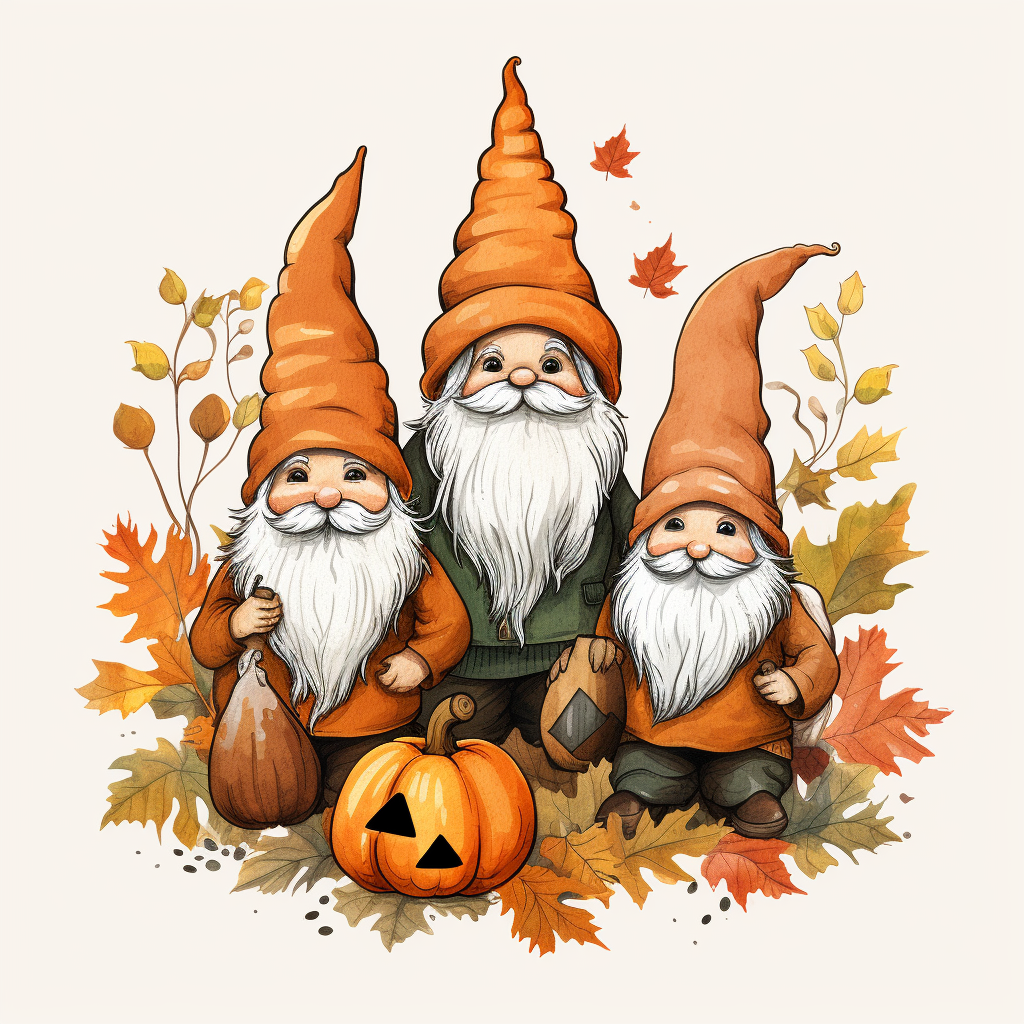 Autumn gnomes with fall elements