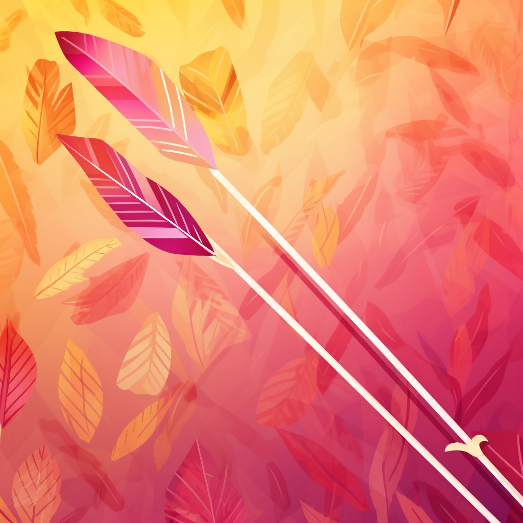 Colorful autumn leaves with bow and arrow